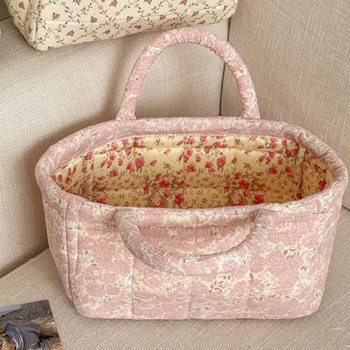 Small Storage Basket Organizer, Mini Fabric Floral Storage Baskets - Image 2