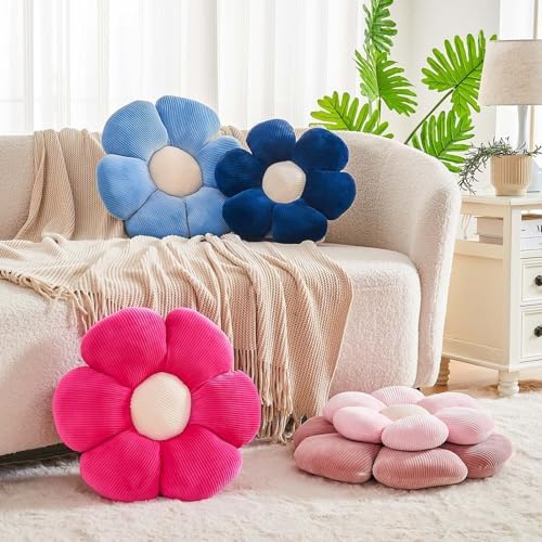 Kcvvcr Dusty Blue Flower Pillow, 19.6" Cute Flower Shaped Floor Pillow - Image 3