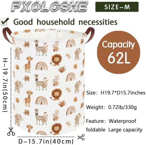 Boho animals Laundry Basket, Waterproof folding basket - Image 7