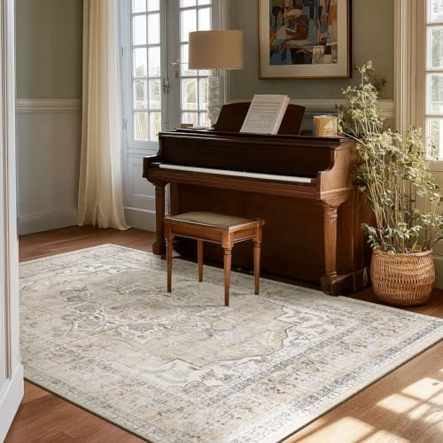 3x5 Washable Area Rugs for Bedroom: Small Entryway Rug Non Slip Boho Carpet - Image 4