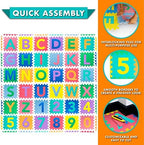 ProSource Kids Puzzle Alphabet, 36 Tiles and Edges Play Mat, Abc & 123 - Image 6