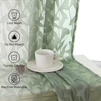 Lecloud Leia Sage Green Sheer Curtains 63 Inch Length 2 Panels, Rustic Light - Image 6