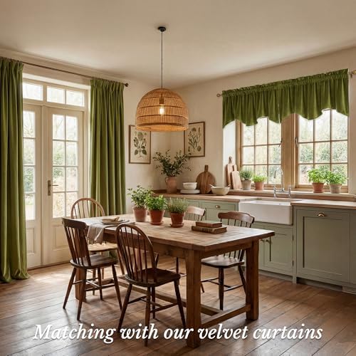 StangH Olive Green Valance for Windows Home Decor 52x18 Inch, 1 Panel - Image 2