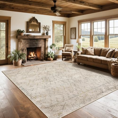 8x10 Washable Area Rugs for Living Room, Dining Room- Morocco Camel by Srugn