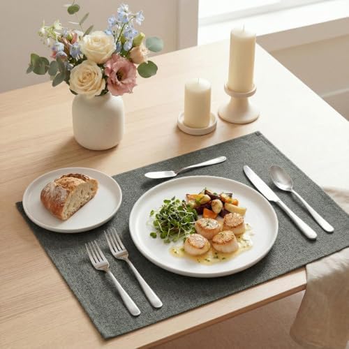 Artoid Mode Grey Placemats Set of 4, 12x18 Inch Washable Holiday Table Mats - Image 3