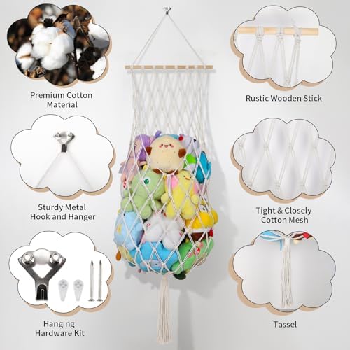 68 Inch Stuffed Animal Storage Net Corner Stuffy Hammock - Image 4