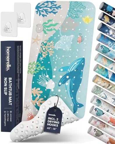 homerella Bathtub Mat Non-Slip Kids 39.3 x 15.7 Baby Bath Mat Anti-Mold by Homerella