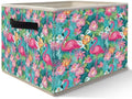 Pink Floral Flamingo Storage Bins Basket, Flamingo Gifts by Likjadjustfollowme