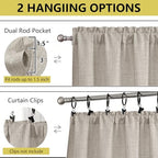 Linen Valances for Windows, Light Filtering Faux Linen Textured Small Short - Image 4