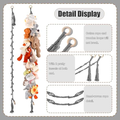 CERETIA 80" Stuffed Animal Organizer Chain, Wall Corner Storage - Image 7