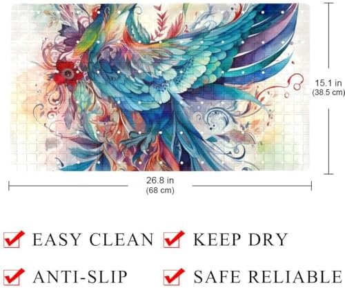 Shower Mat Non Slip, Watercolor Bird Floral Anti Slip Bath Mat - Image 4