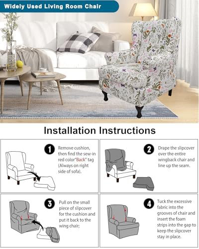 CRFATOP Wingback Chair Covers Wing Armchair Slipcovers - Image 6