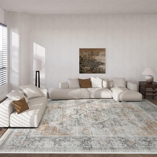 Area Rugs 9x12 Living Room: Washable Bedroom Rug Non Slip Boho Large Carpet - Image 3