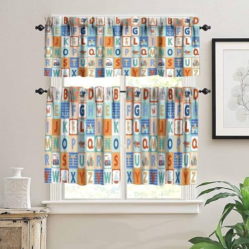 Kids Alphabet Window Valance, Cartoon Alphabet Animals Learning Daycare - Image 3