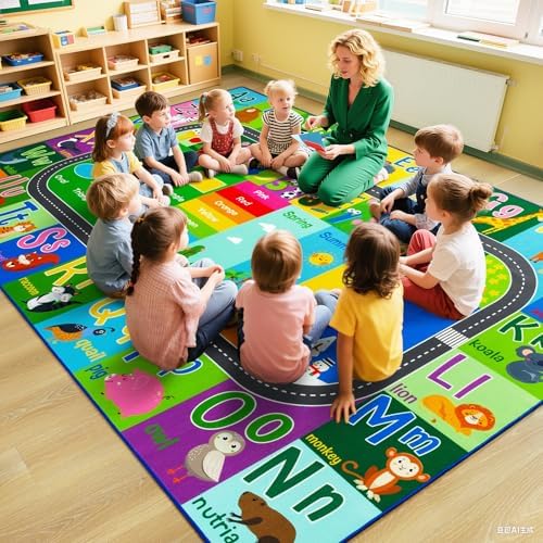HOMORE Kids Educational Rug, 7x10 Green Kids Area Rug - Image 3