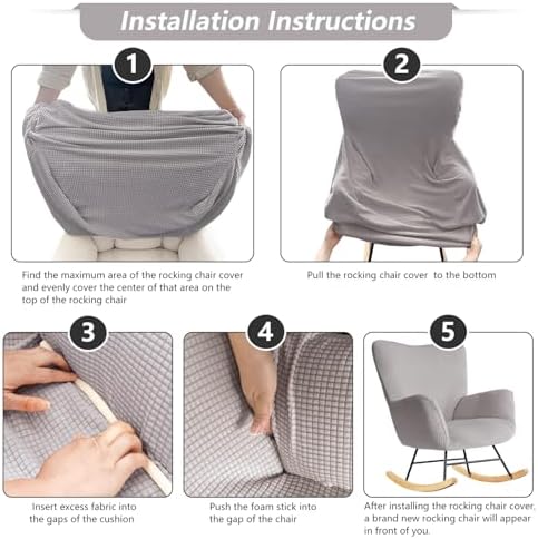 Nursery Rocking Chair Cover, 1 Piece Glider Chairs Cover Slipcovers, Soft - Image 5