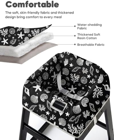 Mamatepe Baby High Chair Cover, Restaurant Seat Liner | Black - Image 6
