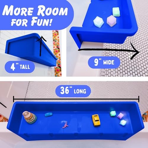 Tub Topper Kids Bathtub Splash Guard, Shelf & Toddler Bath Toy Tray - Image 5