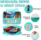 Chenille Letter Patch Stuff Bag, Preppy Clear Makeup Cosmetic Bag Large - Image 3