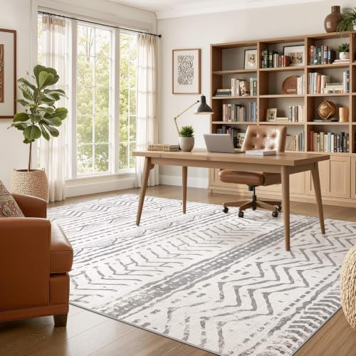 Nakagishi Area Rugs 9x12 Living Room: Washable Boho Large Neutral Modern Soft - Image 5