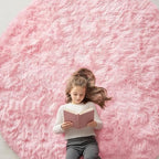 OLANLY Pink Round Rugs for Bedroom by OLANLY