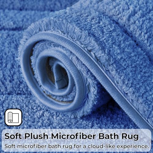 GRANNY SAYS Blue U Shaped Toilet Rug 20" x 24", Non-Slip Bath Mat - Image 5