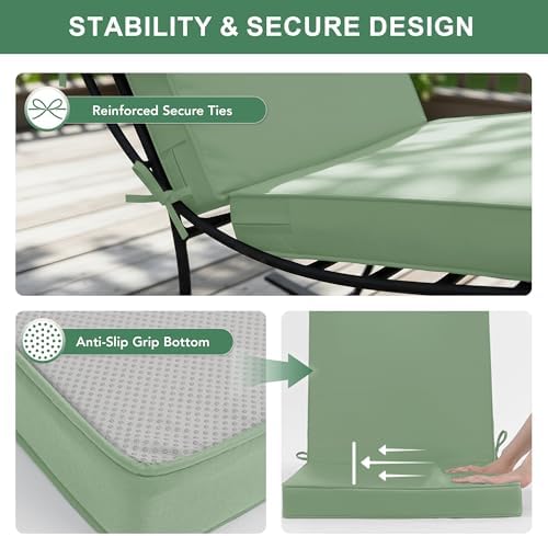 Summsun Patio Dining Chair Cushions, 20 x 20 Inch, Sage Green - Image 4