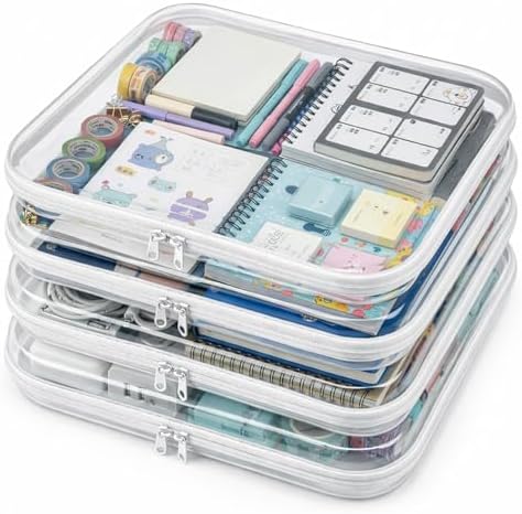 4 Pack Clear Hard Shell Zipper Case, Heavy Duty Travel Clothes Packing Cubes by Unknown