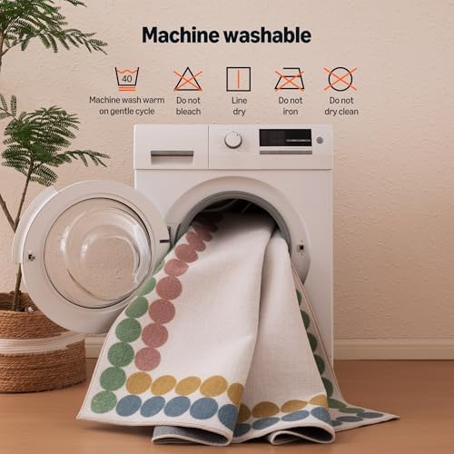 Amazon Basics Kids Printed Area Rug, Machine Washable, Colorful Dots - Image 5