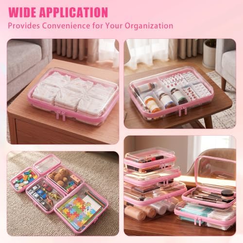 5 Pack Large Clear Hard Shell Zipper Case, Diaper Bag Organizer Pouches - Image 7