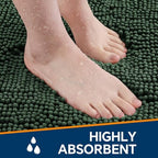Chenille Bathroom Rug 20"x32" Hunter Green, Non-Slip Plush Bath Mat - Image 4