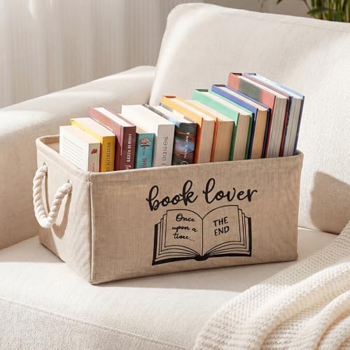 Marsui Book Lover Gifts Book Storage Basket, Reading Corner Organizer Supplies - Image 2