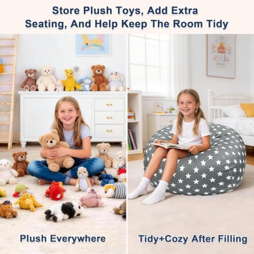 Lukeight Stuffed Animal Storage Bean Bag Chair Cover - Image 3