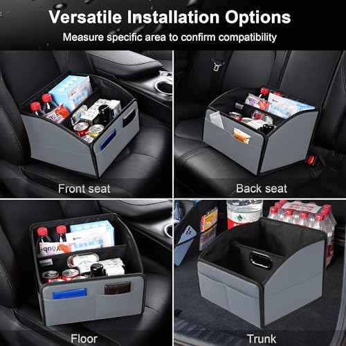 Car Storage Organizer, Leather Front & Back Seat Caddy Gray - Image 6