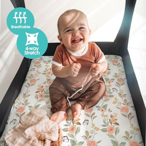 Pack n Play Sheets, BROLEX 2 Pack Mini Crib Sheets, Stretchy Portable Fitted - Image 4