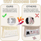 Boho Patch Skin Bag Clear Makeup Letter Bag, Waterproof Zipper Make up Bags - Image 4