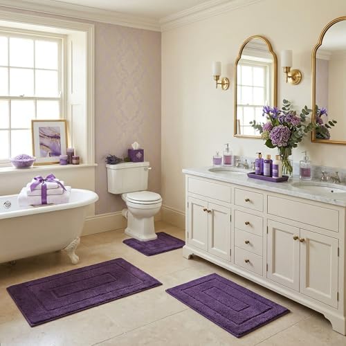 GRANNY SAYS Purple Bathroom Rugs Set 3 Piece, Soft Microfiber Bath Mats - Image 6