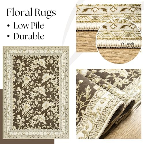 Brown and Cream Rug 5x7 for Living Room Boho Neutral Bedroom Rugs Washable - Image 6