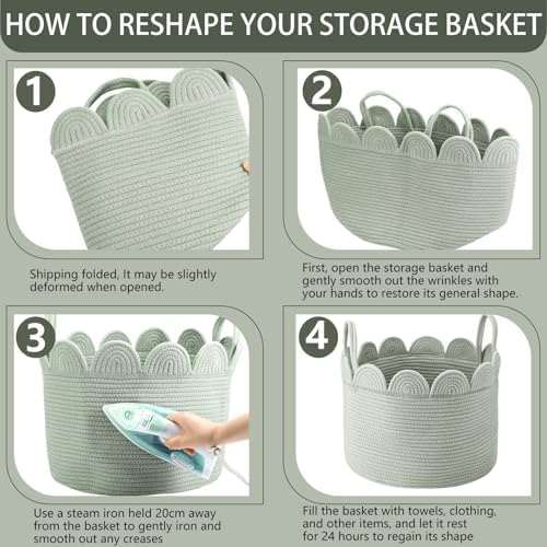 LemonRoad Round Woven Basket Sage Green - Image 3