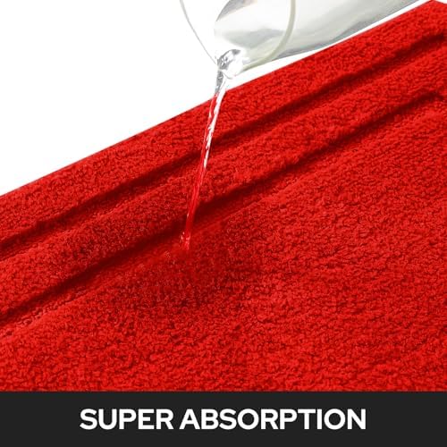 HOMEIDEAS Bathroom Rugs Sets 2 Piece, Super Soft Non Slip Bath Mat Red - Image 4