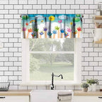 Cartoon Valances Curtains Kids Handprint Bees Sun Rainbow Pattern Window - Image 4
