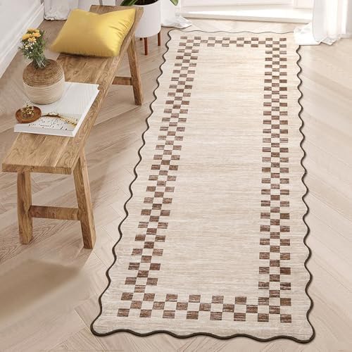 GarveeHome Hallway Kitchen Runner Rug 2x6 Non Slip Scalloped Washable Rug by GarveeHome