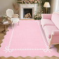 GarveeHome Scalloped Bow Rug 8x10 Washable Pink Rug by GarveeHome