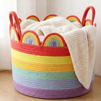 LemonRoad Round Woven Basket Bright Rainbow by Unknown