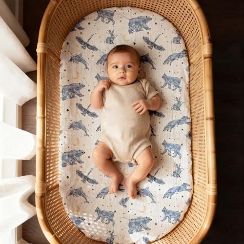 Gllquen Baby Muslin Bassinet Sheets 3pk, Soft Cotton Baby Sheet Boy 33x17 - Image 5
