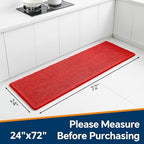 Chenille Bathroom Runner Rug 24"x72" Red, Plush Bath Mat - Image 2