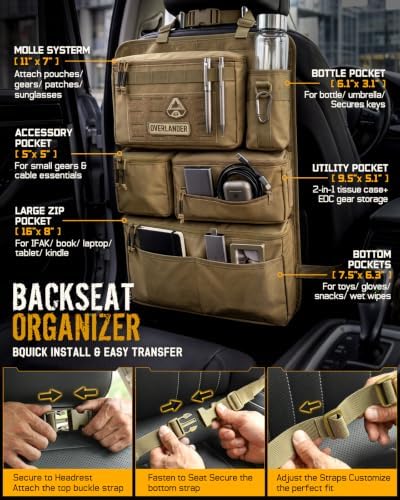 RXW All-In-One Back Seat Car Organizer, Fit Cars Trucks Jeeps Pickups Vans - Image 4