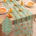 4 Pcs Green Orange Citrus Glitter Tulle Table Runner 29x70 by Windkream
