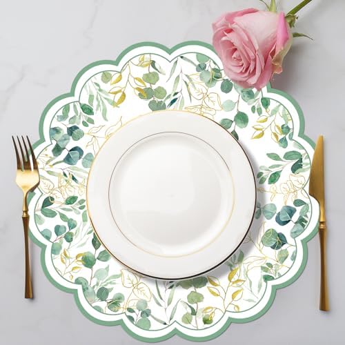 50PCS Watercolor Eucalyptus Paper Placemats Disposable Placemats - Image 4