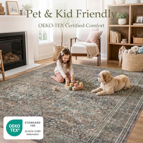 JOLLYVOGUE 8x10 Area Rugs for Living Room, Vintage Washable Rug - Image 3